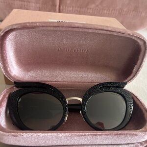 Miu miu black cat eye sparkling sunglasses